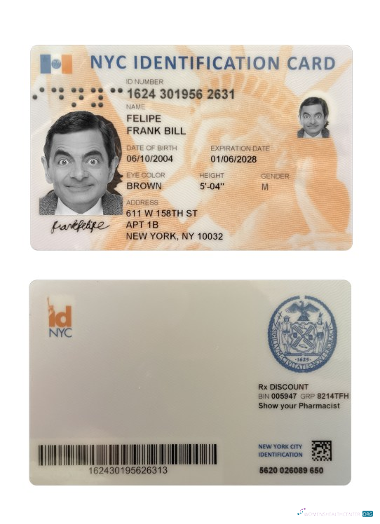 Download USA New York identification card Photoshop template